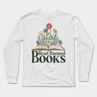 Wildflowers Coming Out of Book Design Long Sleeve T-Shirt